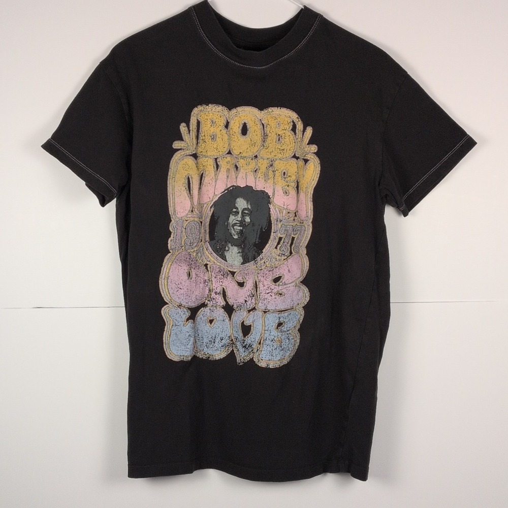 Cotton On Zion Bob Marley One Love Graphic Tee Washed Black Extra Small 2055158